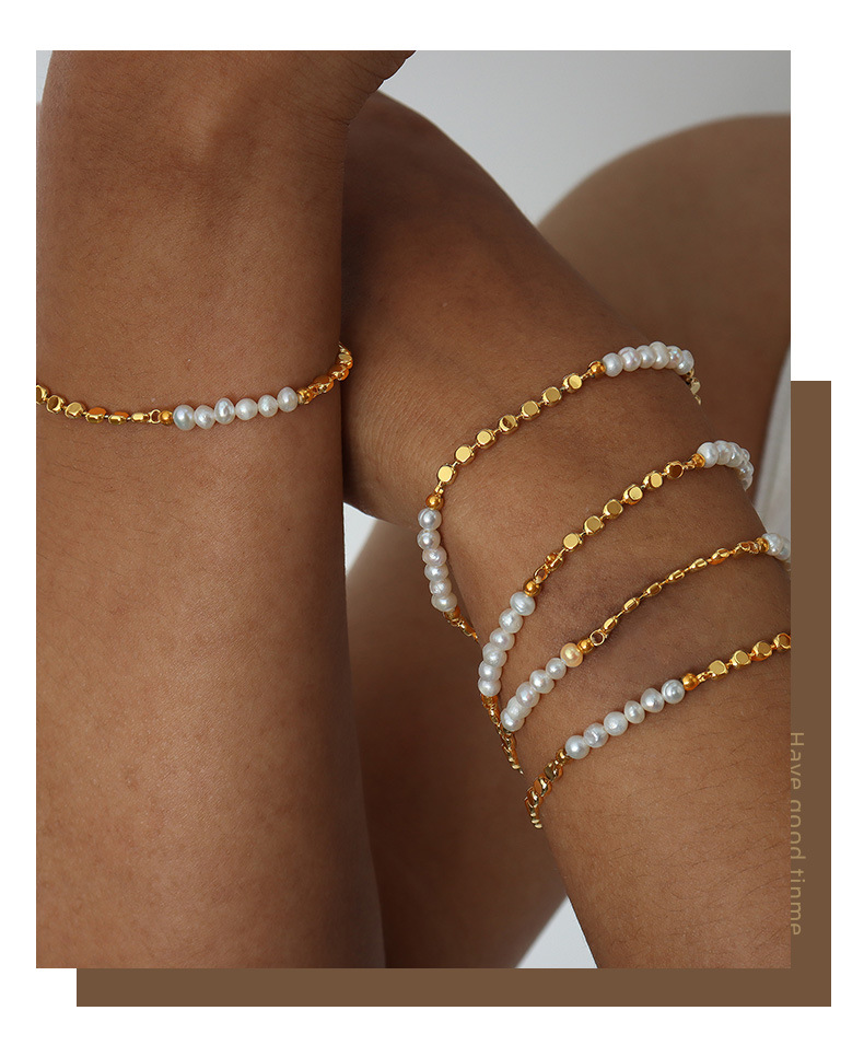 Einfacher Stil Farbblock Süßwasserperle Kupfer Perlen Armbänder display picture 2