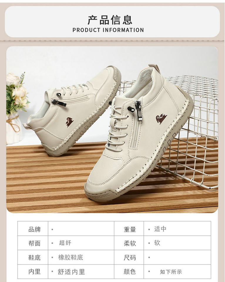 Giày lười nữ đế bệt mũi tròn may tay, da vi sợi mềm, kiểu dáng tối giản — A805 kaki, A805 màu hồng, A805 màu trắng, A805 màu vàng chi tiết 4