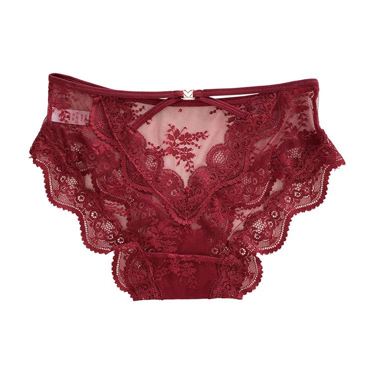 Red Lucky Hot Girl ~ Pantalones rojas de encaje de la vida femenina correa de agujero puro triángulos de mujer image 6