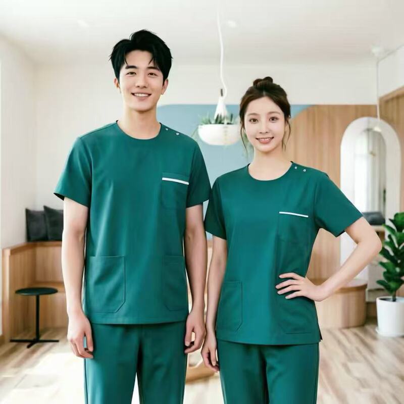 Summer Medical Staff Uniforms for Men and Women, Round Neck, Thin, Short-Sleeved, Suitable for Operating Rooms, Dental Clinics, and Beauty Salons Summer Medical Staff Uniforms for Men and Women, Round Neck, Thin, Short-Sleeved, Suitable for Operating Rooms, Dental Clinics, and Beauty Salons