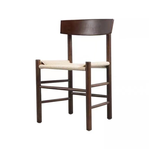 设计师纯实木绳编餐厅餐椅 家用简约休闲日式椅子漫家丹麦科灵椅