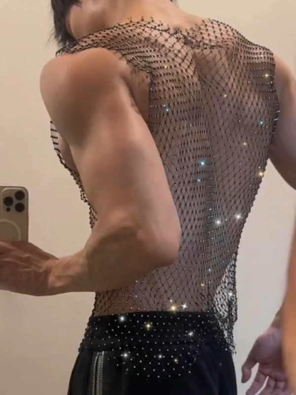 Сексуальная футболка, майка-сорочка, универсальная черная сетка-графика для клубов и вечеринок