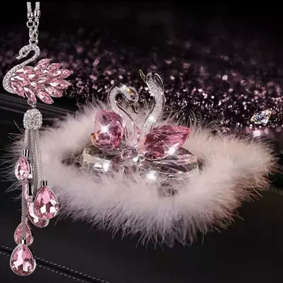 Unique, Popular on Tiktok, Car ornaments - pink-swan-plush-anti-slip-mat-swan-pendant