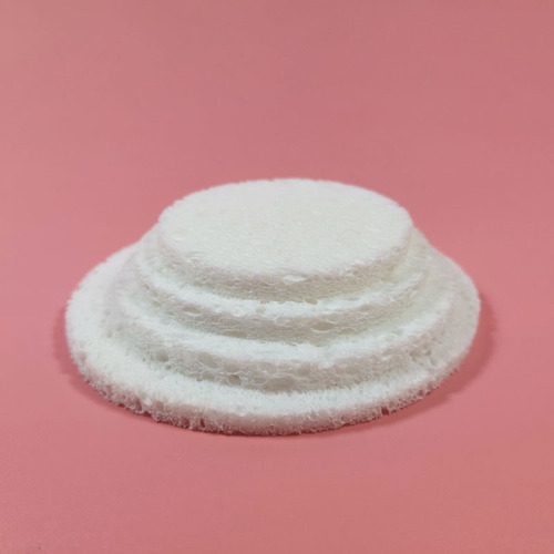 Factory white round wood pulp cotton cellulose sponge facial cleaning makeup removal cleanser absorbent face washer