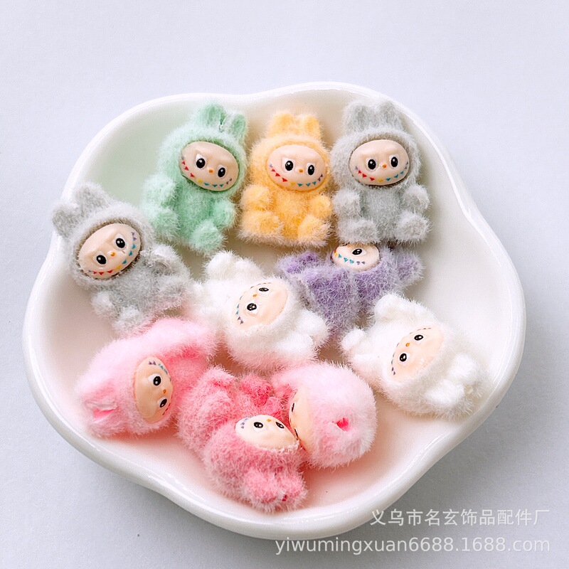 20*14mm Through-Hole Vertical Hole Mini Flocking Fabric Loose Beads DIY Flocking Fabric Beaded Pen Car Hanging Accessories