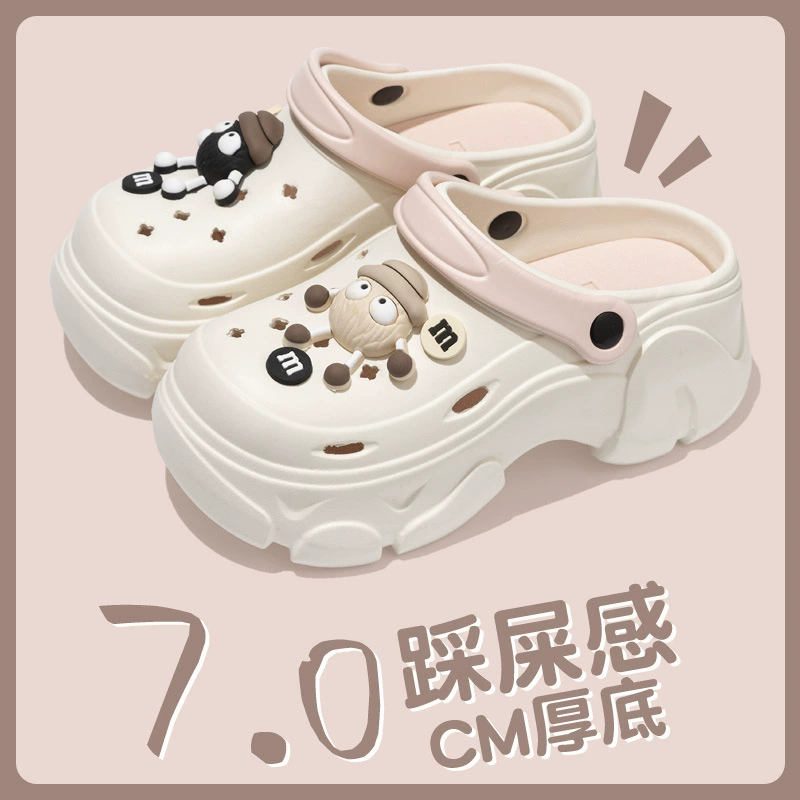 Платформенные сабо с амортизирующей подошвой, толстая подошва из ЭВА, увеличивающие рост туфли для женщин, новая модель 2024 года, нескользящие, сандалии двойного назначения для лета и пляжа.