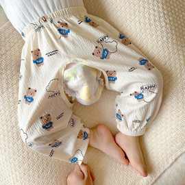 男女宝宝开裆裤夏季薄款婴儿裤子戒尿不湿防蚊裤叉叉裤外穿长裤无