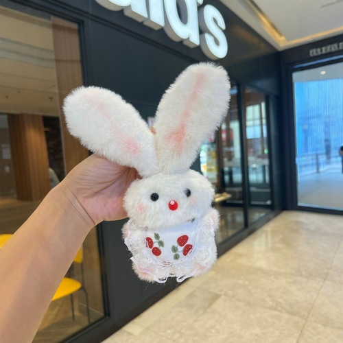 Squeaky handmade rabbit plush toy cute little bunny fuzzy keychain ornament hug toy DIY cartoon hanging decoration