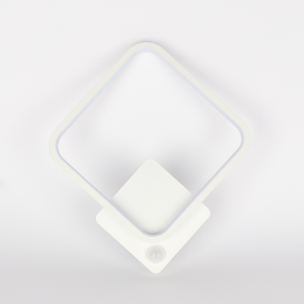 Inducción cuadrada pequeña lámpara de pared simple dormitorio moderno cabezal de cama sala de estar pasillo pared de fondo creativa lámpara de escalera