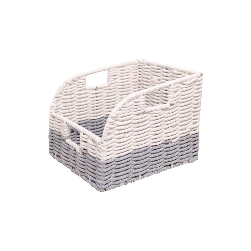 Cesta de almacenamiento tejida de gran capacidad de los fabricantes transfronterizos, canasta de almacenamiento de acabado de escritorio de oficina, caja de almacenamiento de cosméticos diversos
