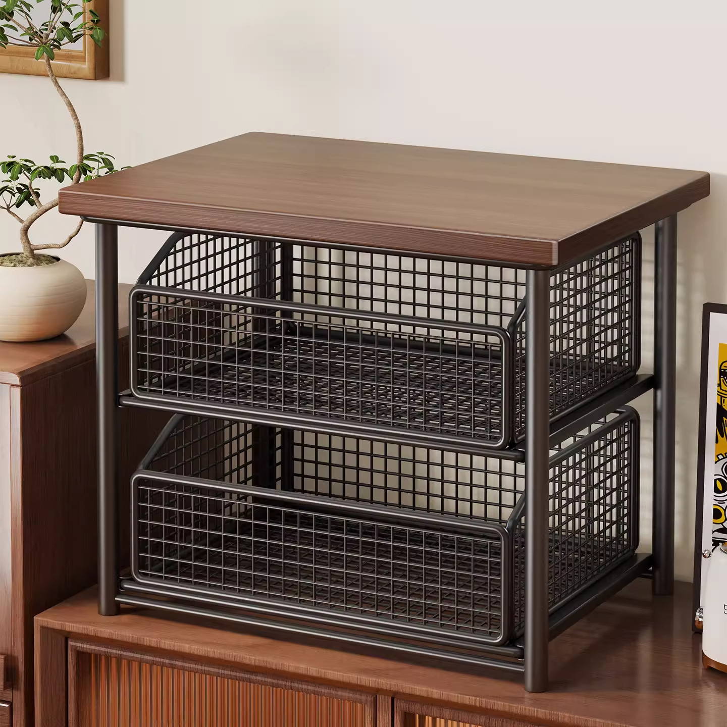 Desktop Storage Rack, Multi-Layer Water Cup Storage Rack, Drawer-Type Dining Table Countertop, Multi-Functional Coffee Machine, Tea Bag Storage Rack