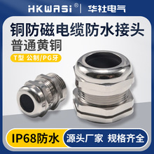 PG7黄铜电缆接头EMC屏蔽 防磁波电缆固定头 电缆固定接头螺纹防水