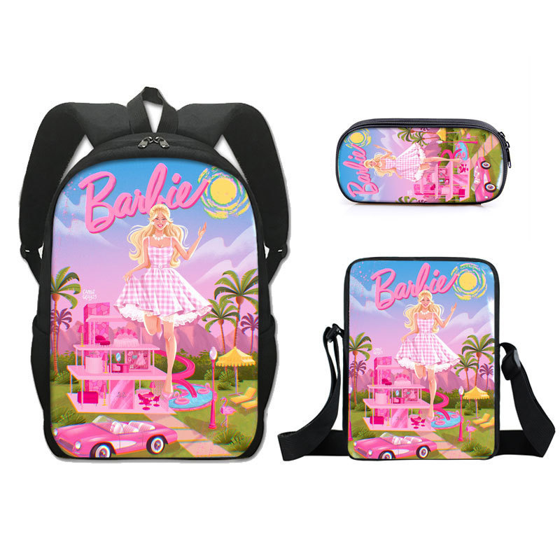 Cross-border Barbie Princess Schoolbag Three-piece Barbie Single-layer Pencil Case Girl's Small Satchel Backpack Cross-border Barbie Princess Schoolbag Three-piece Barbie Single-layer Pencil Case Girl's Small Satchel Backpack