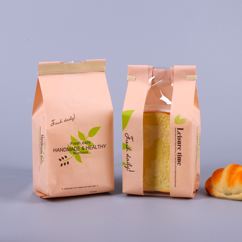 供应通用八边封吐司袋铁丝卷边烘焙面包透明开窗吐司袋子现货批发