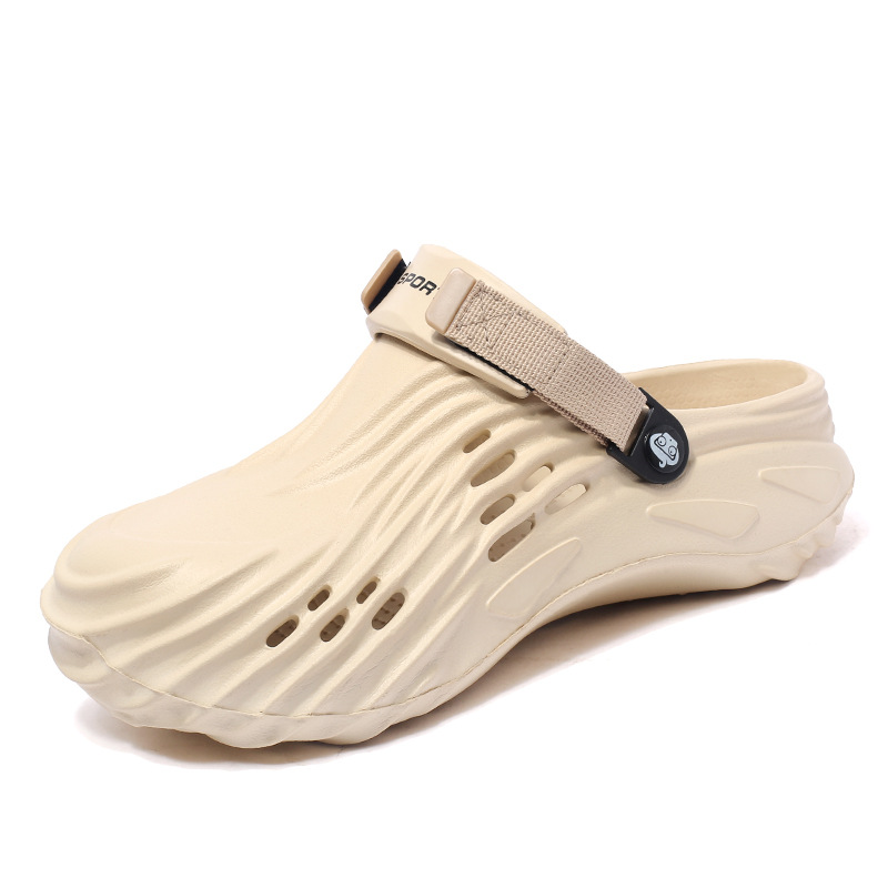 Gran tamaño transfronterizo para hombres verano nuevo calzado deportivo agujero corrugado impresión al aire libre antideslizante zapatillas de playa