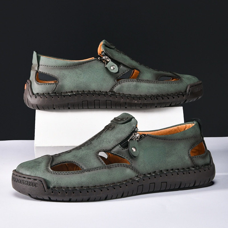 Dép sandal nam bít mũi thoáng khí chống trượt, cỡ lớn đi biển — T2518 trắng, T2518 vàng, T2518 xanh, T2518 đen chi tiết 8
