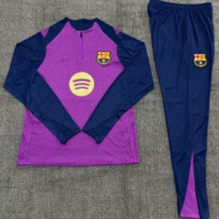 2526 子供用長袖ハーフプルトレーニングウェアレアルマドリードマイアミバルセロナサッカーユニフォームセット工場直販