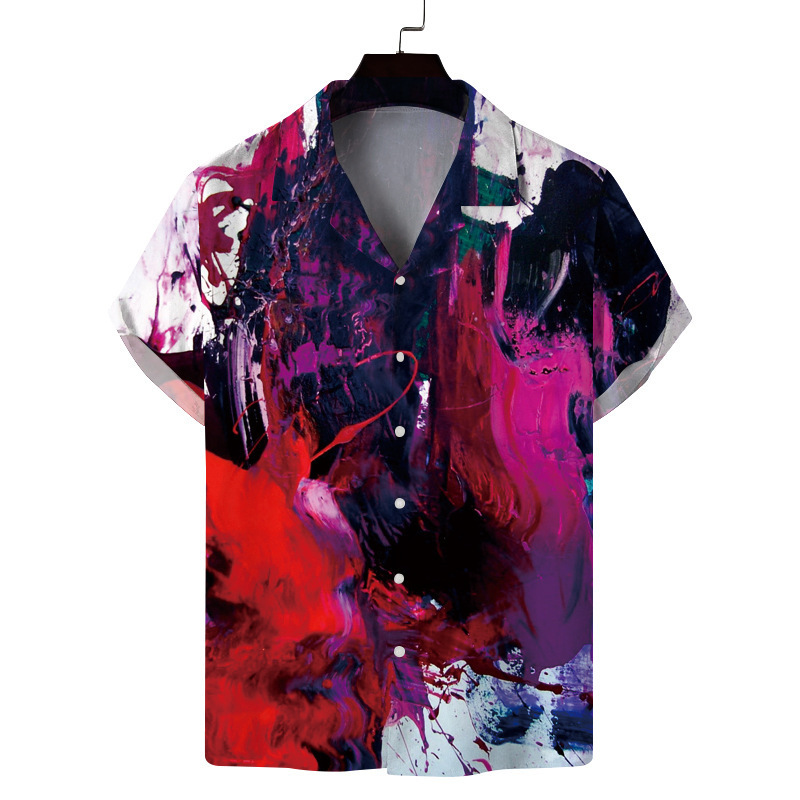 Camicia uomo maniche corte stampa 3d collo cubano hawaiana_voghion.com