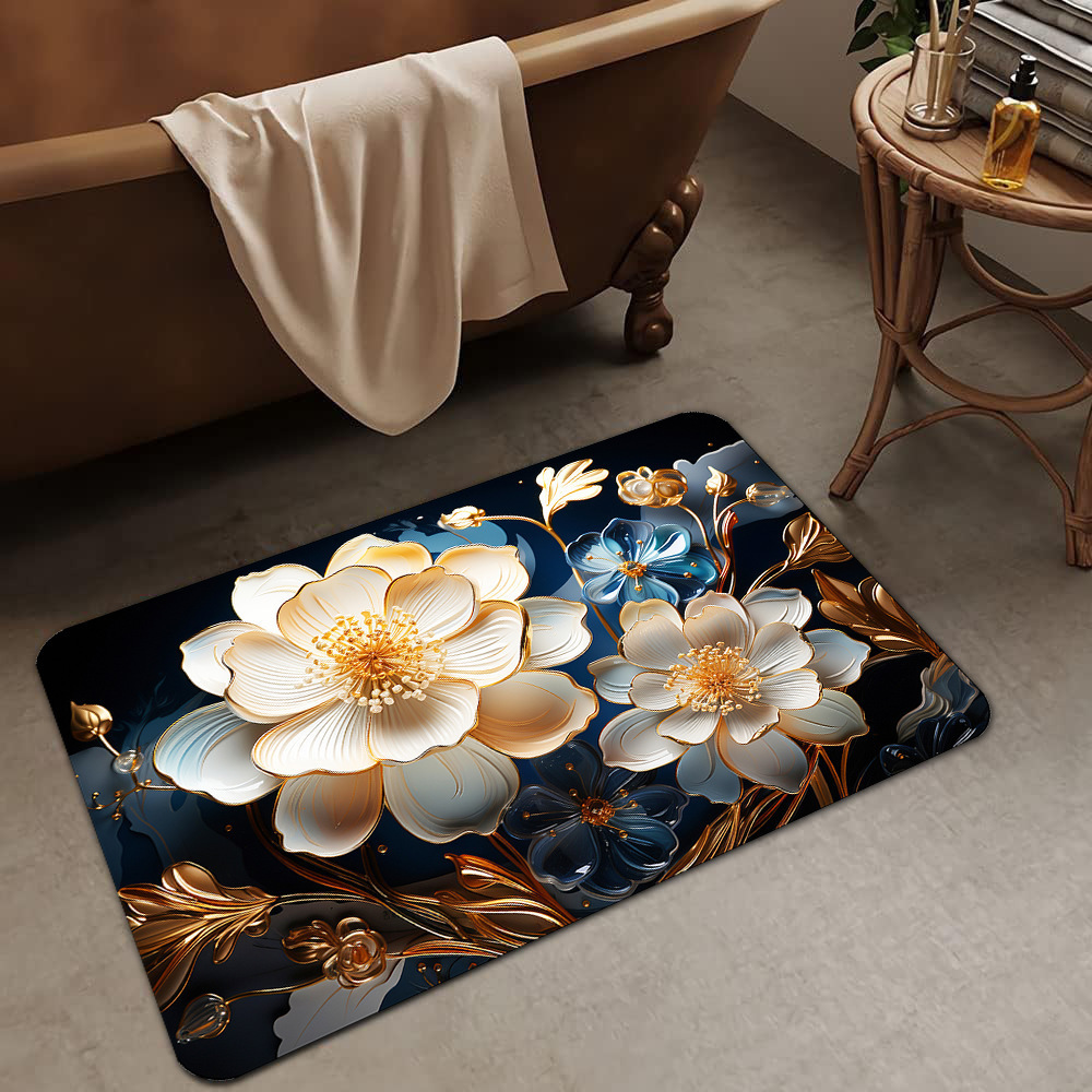 Alfombrilla de barro de diatomeas de flores tridimensionales de lujo ligero transfronterizo, alfombrilla de baño, alfombrilla de pie absorbente y antideslizante para el hogar, alfombrilla de entrada
