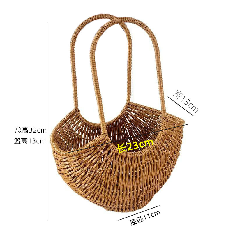 Cesta de flores tejidas de ratán cesta portátil cesta pastoral floral arreglo floral cesta de regalo de frutas cesta de almacenamiento de dulces festivos