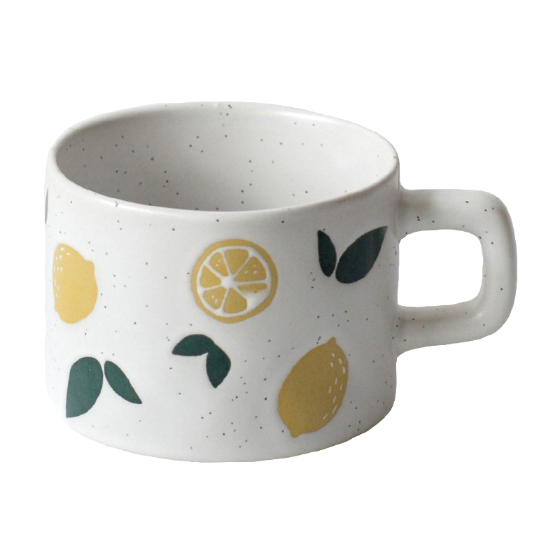 Taza de café de limón grande taza de marcas personales taza de cerámica irregular mano taza de café japonesa taza de latte