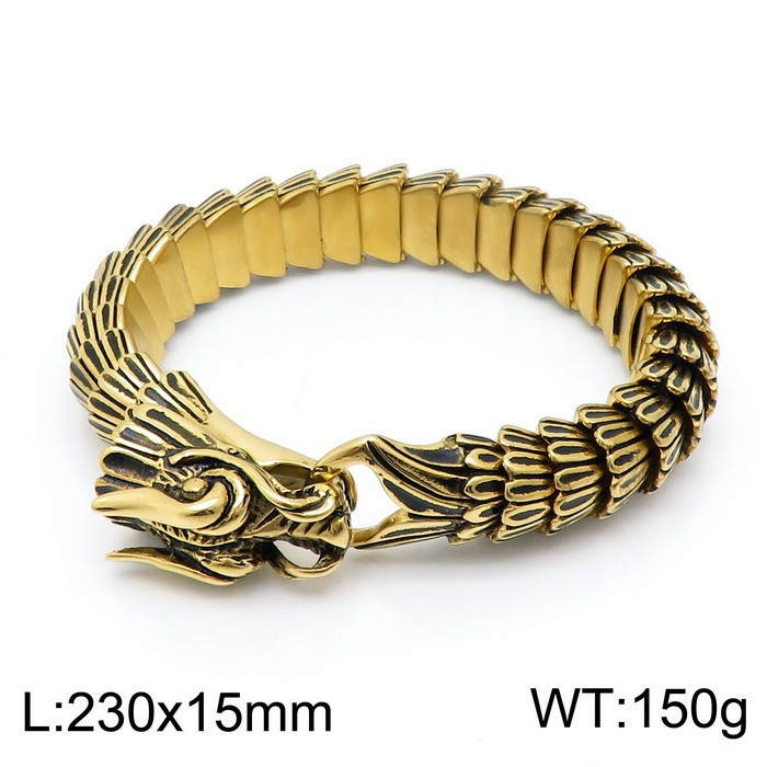 Doce Zodiaco dragón pulsera dragón escala patrón domineering hombres pulsera vintage Acero inoxidable quilla pulsera ventas directas de fábrica