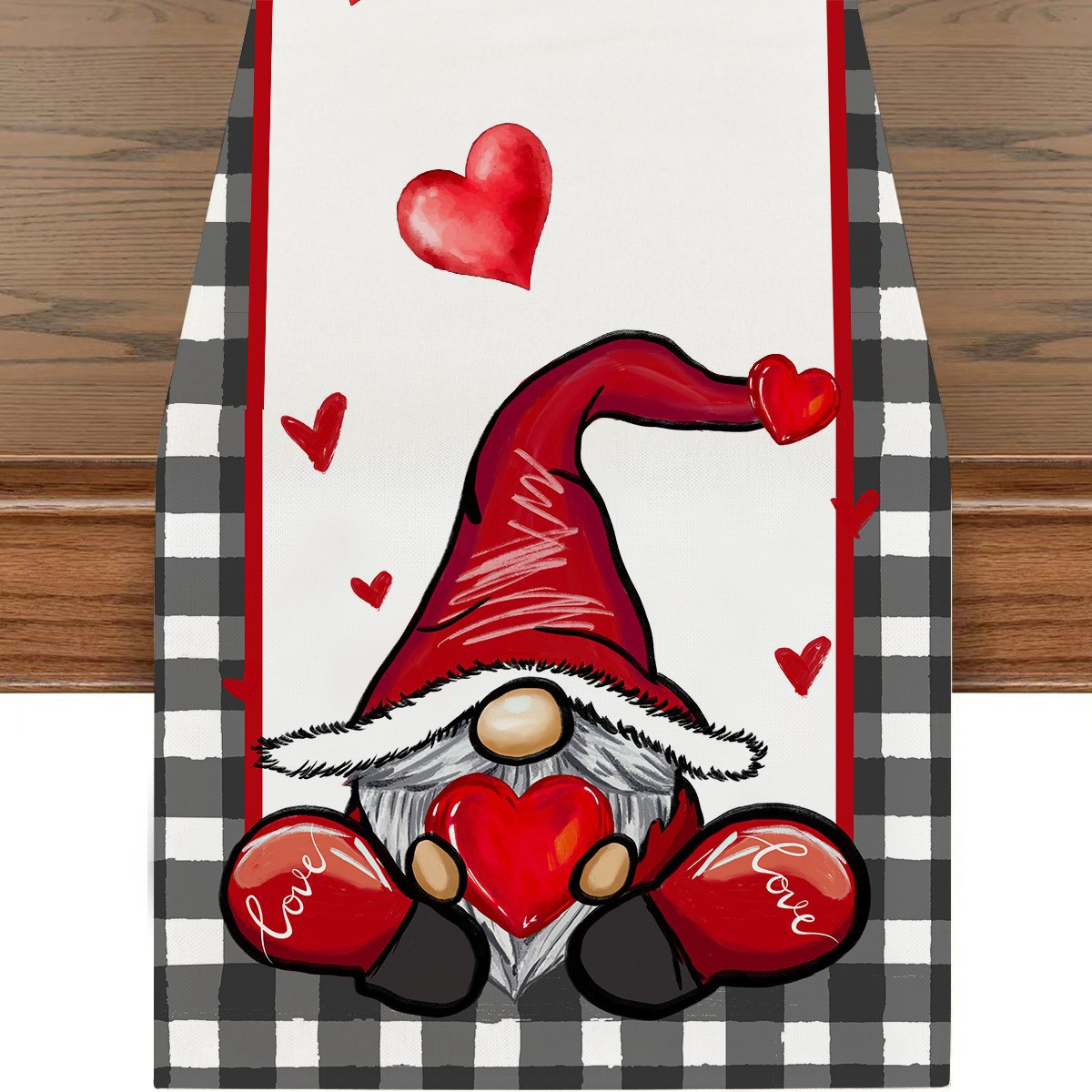 Artículos populares transfronterizos: Mantel para restaurante del Día de San Valentín, camino de mesa de lino con estampado de dibujos animados, mantel individual a prueba de polvo y resistente a las manchas, cubierta para mesa de café.