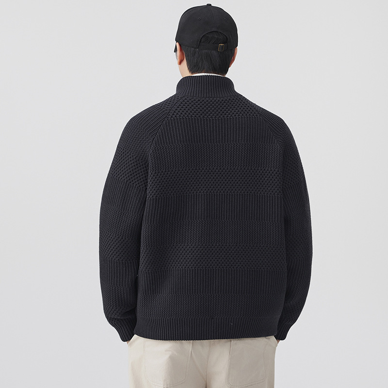 Cardigan americano de alta gama doble cremallera chaqueta de punto hombre otoño invierno perezoso viento cálido abrigo casual suéter hombre image 4