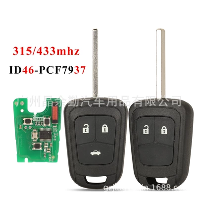 Suitable for 2/3 key Chevrolet Opel straight plate remote control car key 315/433Mhz ID46 pcf7937
