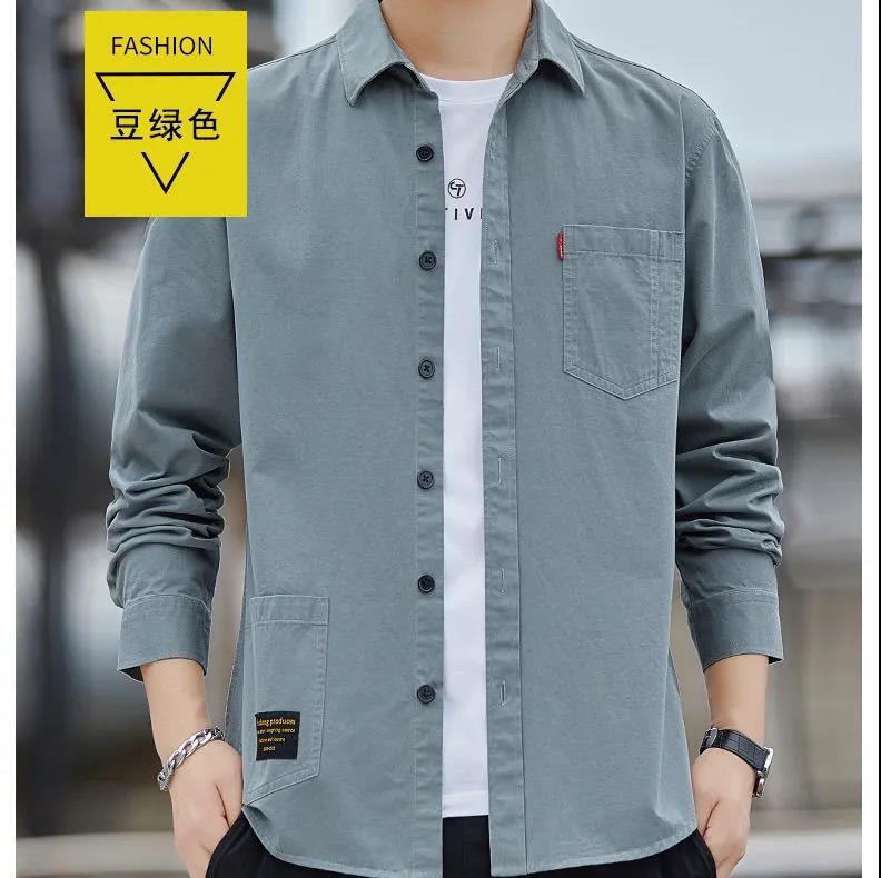High-end Men's 100 Cotton Loose Long-sleeved Jacket Shirt Men's Spring and Autumn Men's Shirt Fashionable Denim Jacket