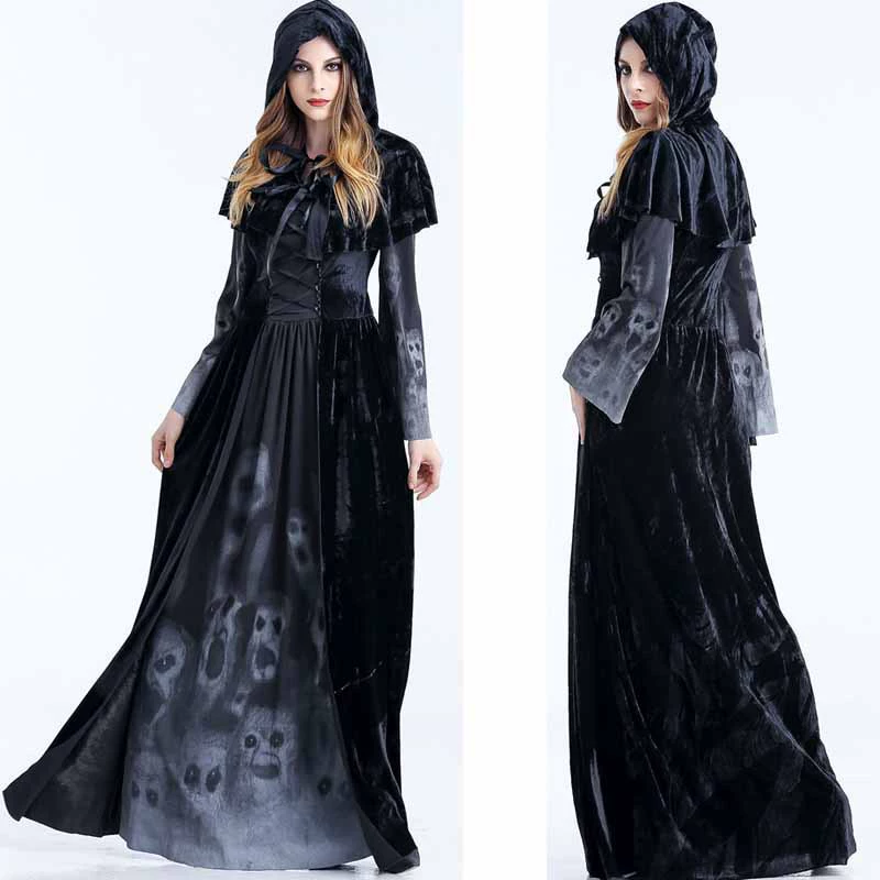 СкетчHalloween новая костюм принт призрак вампир королева костюм мистика ведьма костюм Ведьма