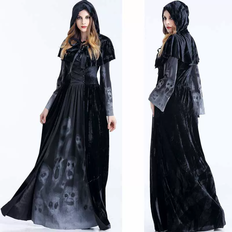 СкетчHalloween новая костюм принт призрак вампир королева костюм мистика ведьма костюм Ведьма