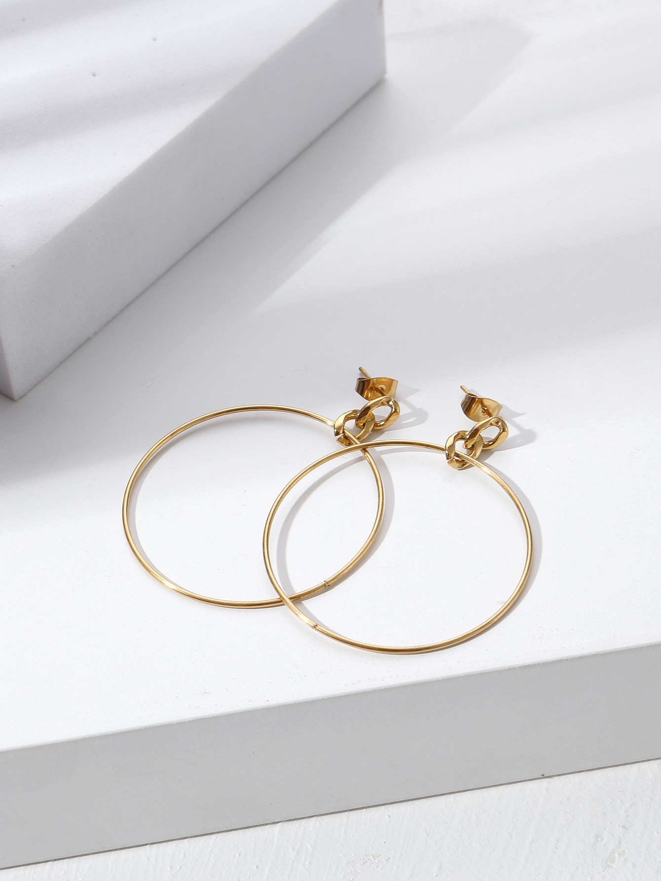 Fashion Stainless Steel 18k Gold Plated Large Hoop Earrings display picture 2