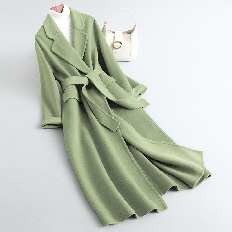 Clearance Sale, No Returns or Exchanges, Double-Sided Wool Coat for Women, Mid-Length, Over-The-Knee, High-End Slim-Fit Wool Coat