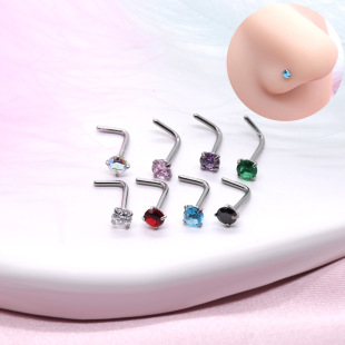 Cross-border supply of stainless steel straight nose nail L nose nail 5 nose nail Europe and the United States puncture jewelry nose ring wholesale