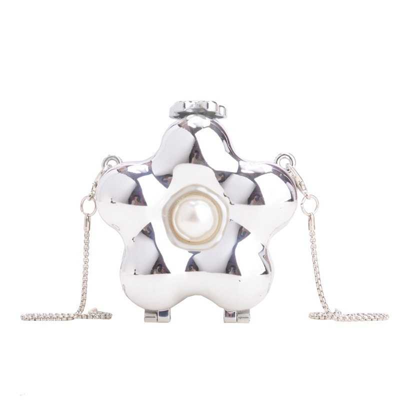 2025 nueva bolsa de cena transfronteriza bolsa de acrílico bolsa de flores de perla brillante bolsa de arco mini bolsa de lápiz labial