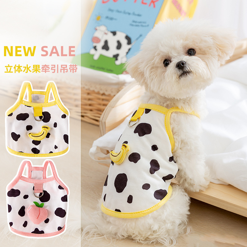 Primavera y verano Perro Delgado tridimensional fruta Linda tracción Honda gato Chaleco de dos patas Teddy ropa para perros mascotas