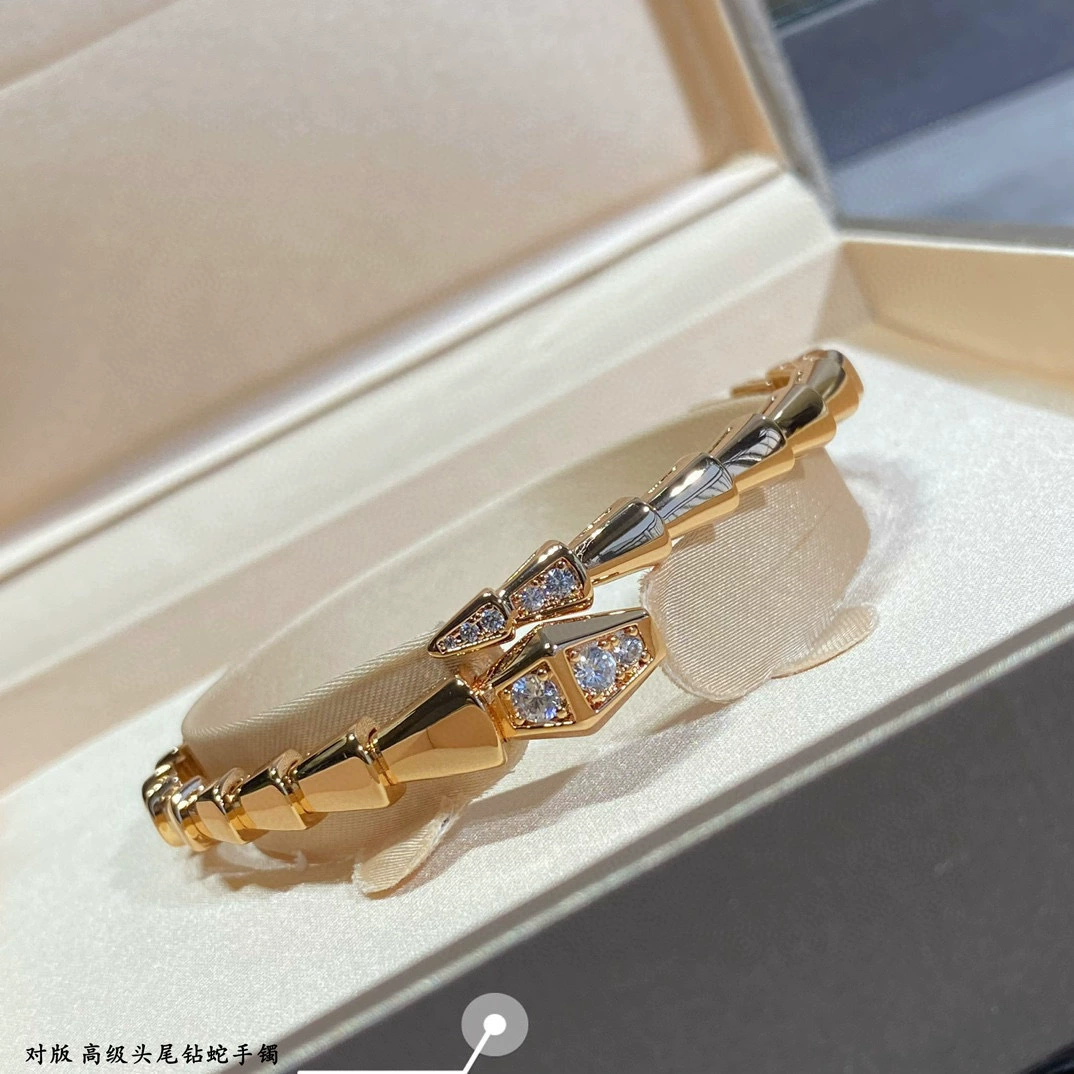 Золотистый модный универсальный браслет, инкрустированный Diamond, образец серебра 925, 18 карат, розовое золото