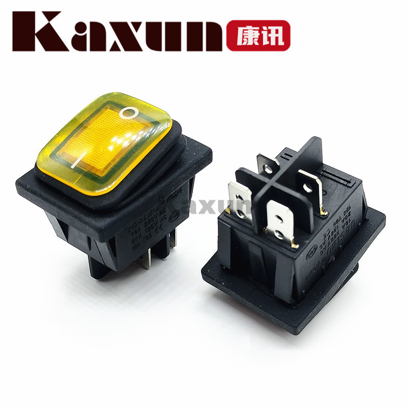 黄盖KCD4船型开关4脚2挡防水开关 电源翘板开关KCD4防水船形开关