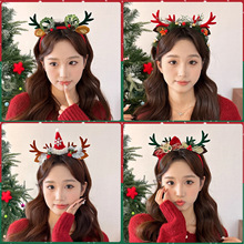圣诞节发饰头箍可爱儿童发光头饰卡通鹿角节日装饰发箍女发夹配饰