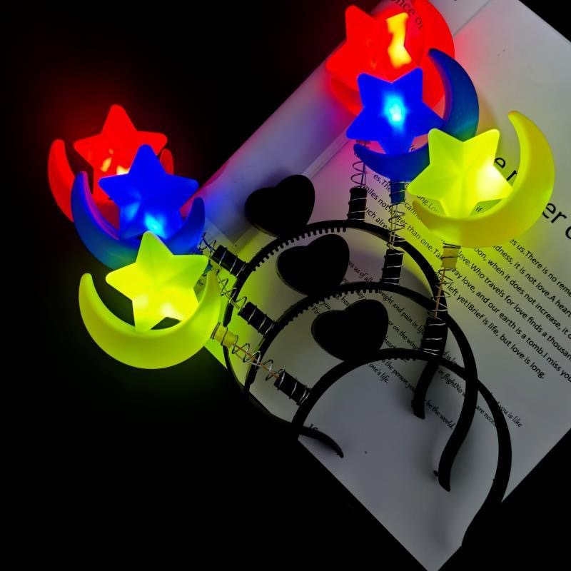 LED luminoso pin de cabello de cinco estrellas cinco estrellas toque de cabello de amor estrella luna corona de cabello de luces nocturnas ventas transfronterizas calientes