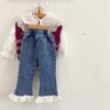 girl trousers Korean Edition children trousers 2023 Spring new pattern girl lace Jeans fashion Micro Speaker trousers