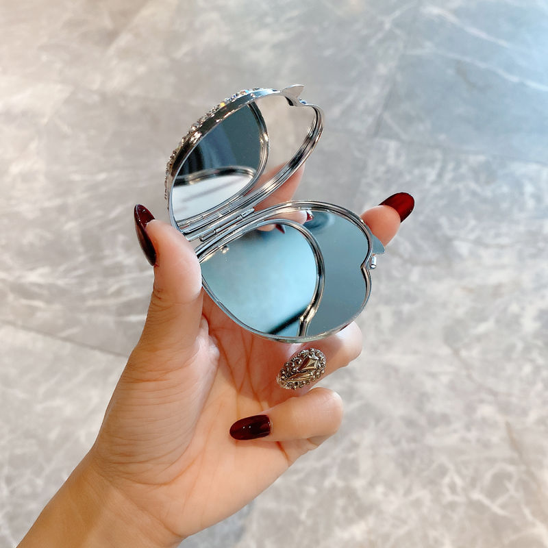 63g Weight Mirror Makeup Tools Types 1 Piece Quantity Rhinestone Material Heart Shape Pattern Glam, Shiny Style Glam Shiny Heart Shape Rhinestone Mirror 1 Piece 10