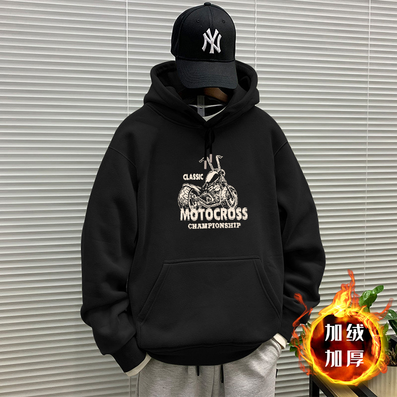 Suéter con capuz negro con veludo - 8238
