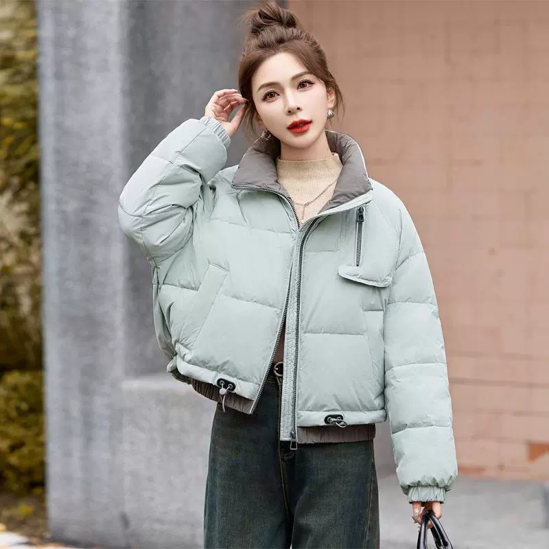 撞色短款羽绒服女2024年新款冬季今年流行时尚超洋气加厚外套欧货