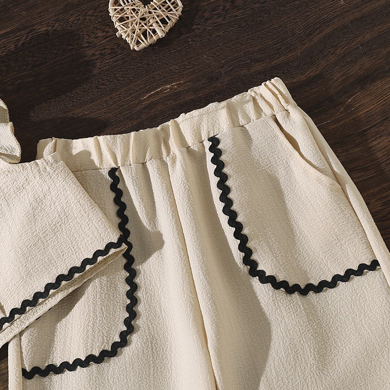 Girls Wide Leg Pants And Button Up Top Set For Summer Casual Wear_voghion.com