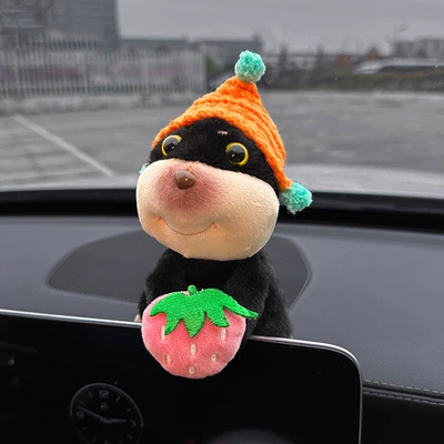 Car ornaments cute doll bee dog car central control screen lying prone doll display screen decoration car accessories (Car ornaments) - strawberry-bee-dog