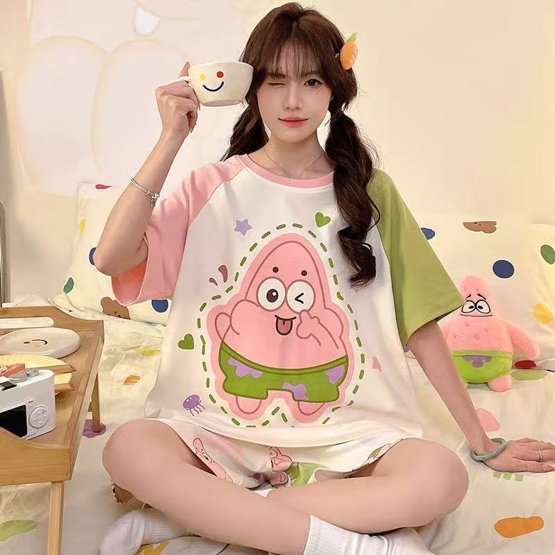 핑크와 그린 숄더 불가사리 쇼트 세트