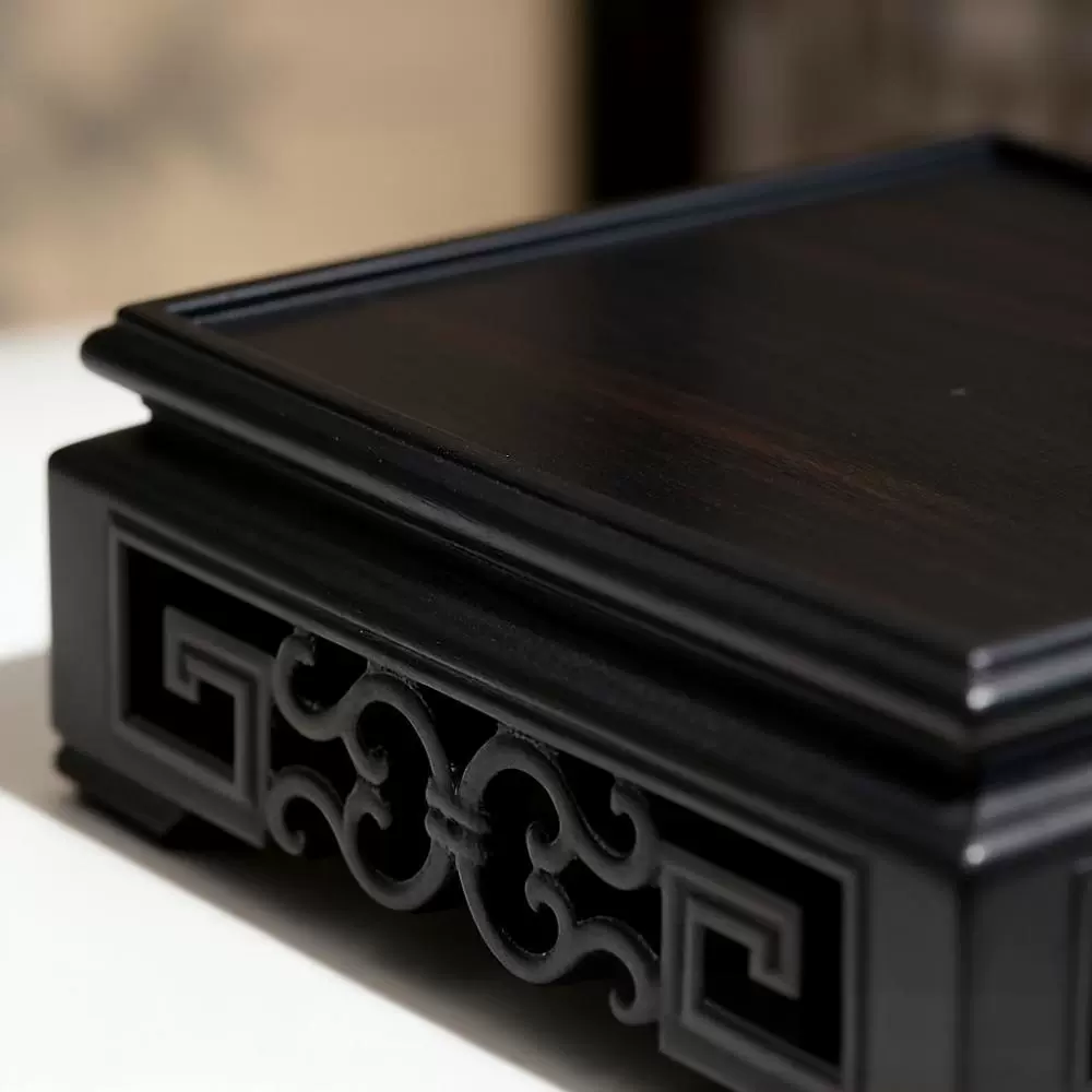 紫光檀正方方台茶壶玉石古玩摆件印章佛像紫砂壶底座木雕木托