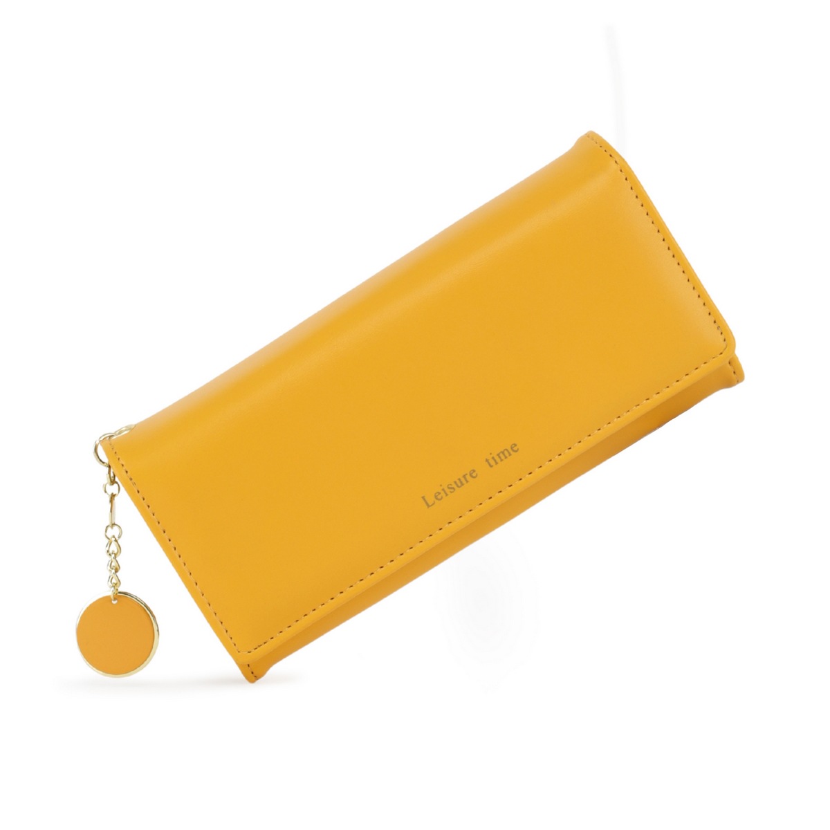 La billetera de la señora Labella, billetera larga coreana PU, bolso de tarjetas de estilo simple de color sólido, tres veces plegable.